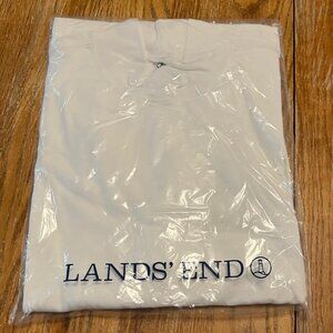 Lands' End Men's Size L 100% Cotton L/S Mock Turtle Neck Super Tee. White